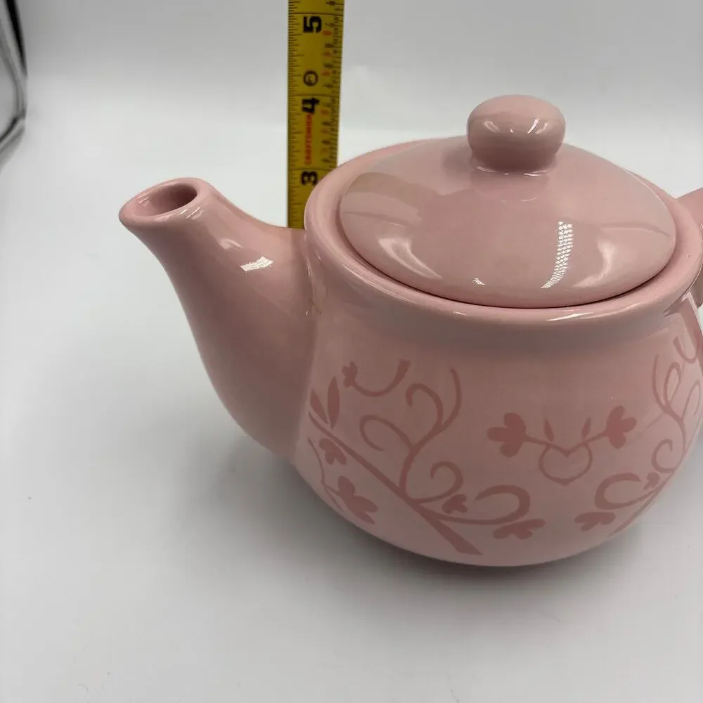 Ceramic Teapot Small Floral PINK Hand Painted Pink Decorative Kitchenware